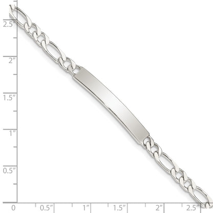 Sterling Silver 8inch Polished Engraveable Figaro Link ID Bracelet