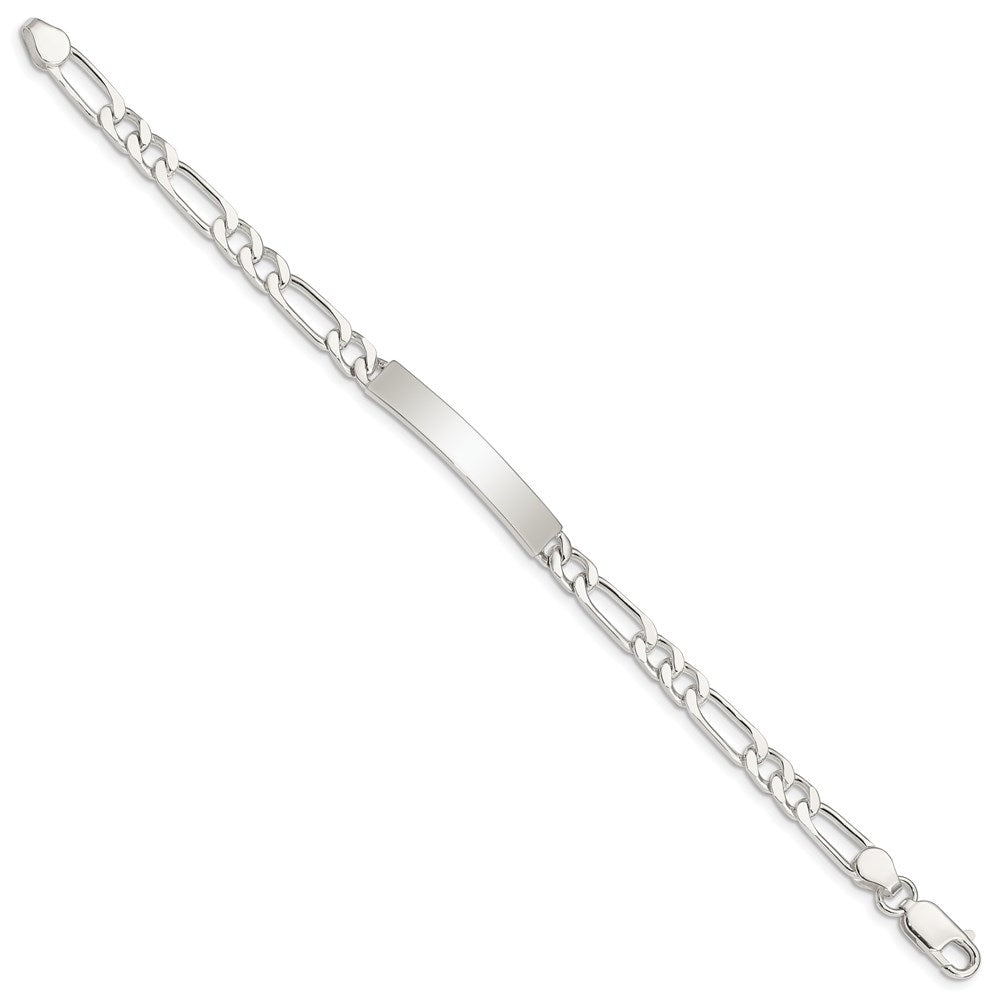 Sterling Silver 8inch Polished Engraveable Figaro Link ID Bracelet