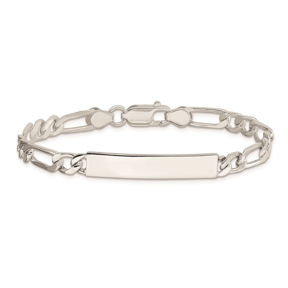 Sterling Silver 8inch Polished Engraveable Figaro Link ID Bracelet