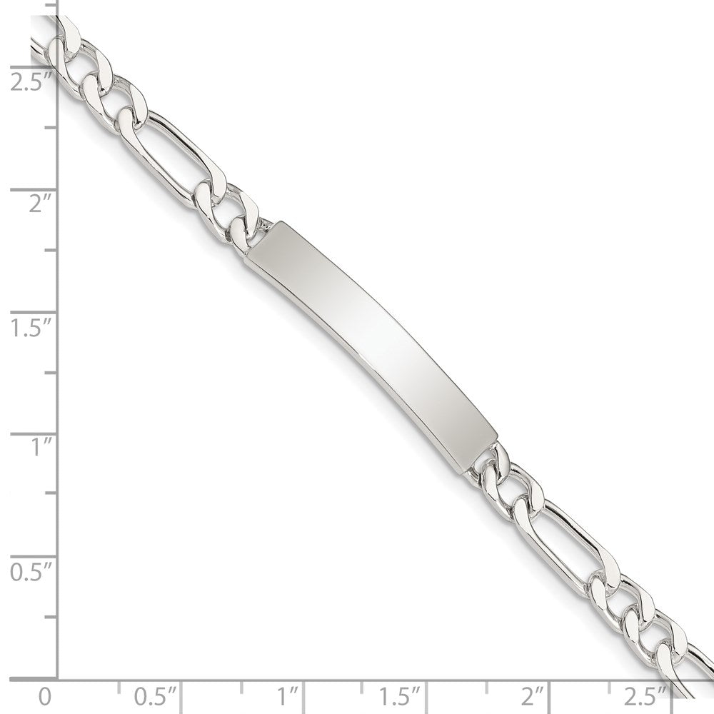 Sterling Silver 8inch Polished Engraveable Figaro Link ID Bracelet