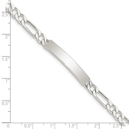 Sterling Silver 8inch Polished Engraveable Figaro Link ID Bracelet