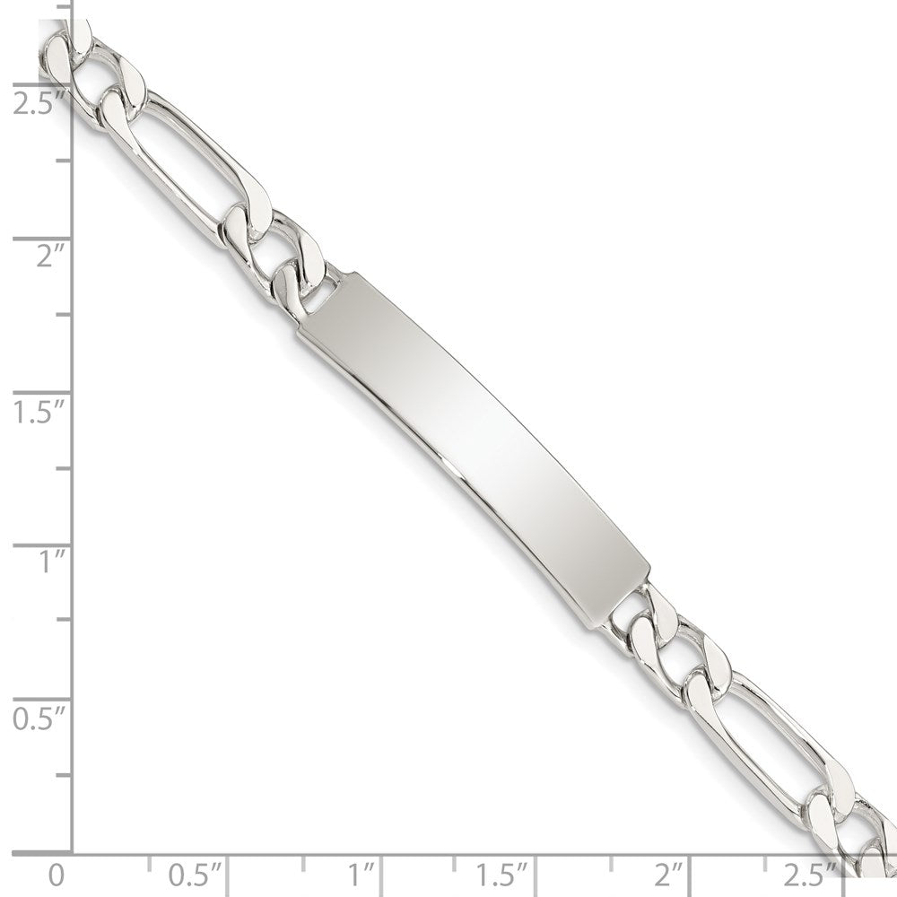 Sterling Silver 8inch Polished Engraveable Figaro Link ID Bracelet