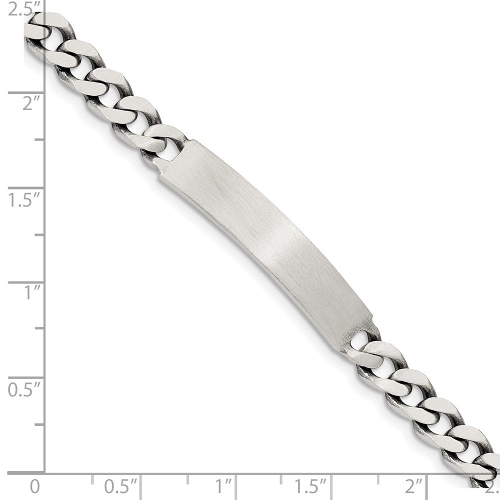 Sterling Silver 8inch Engraveable Antiqued Curb Link ID Bracelet
