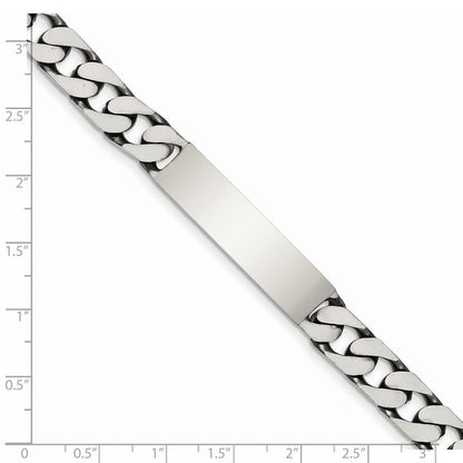 Sterling Silver 7.5inch Engraveable Antiqued Curb Link ID Bracelet