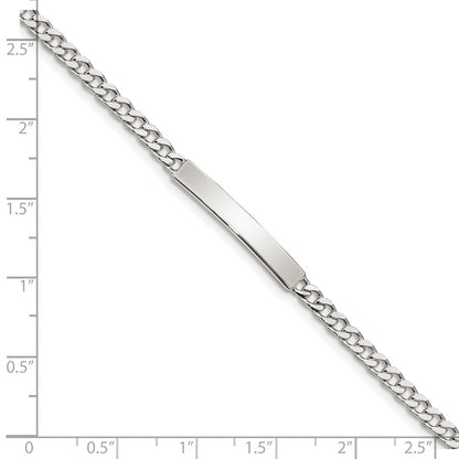 Sterling Silver Polished Engraveable Curb Link ID Bracelet