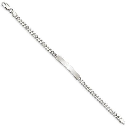 Sterling Silver 8inch Polished Engraveable Curb Link ID Bracelet