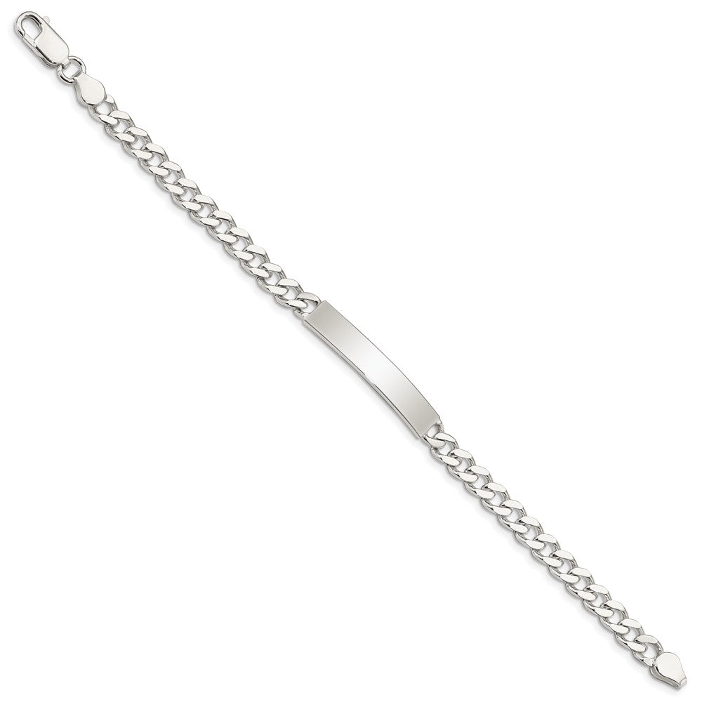 Sterling Silver 8inch Polished Engraveable Curb Link ID Bracelet