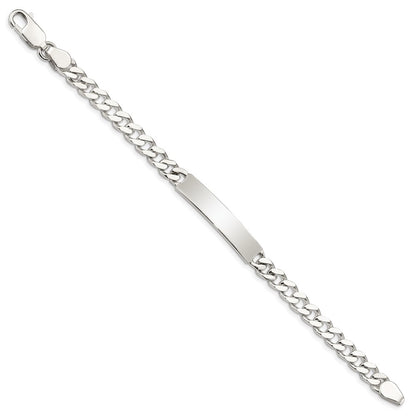 Sterling Silver 8inch Polished Engraveable Curb Link ID Bracelet