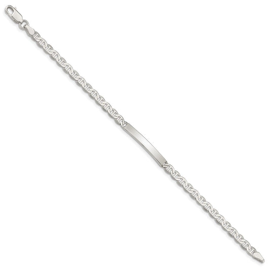 Sterling Silver 8inch Polished Engraveable Anchor Link ID Bracelet
