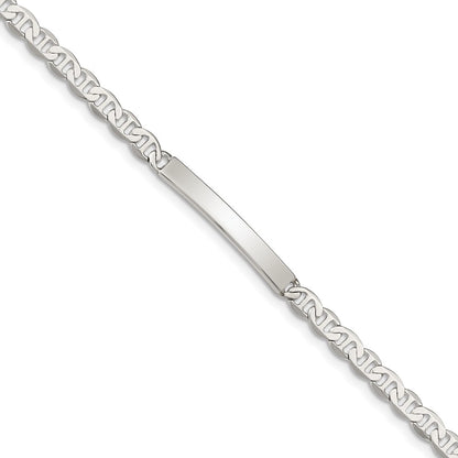 Sterling Silver 8inch Polished Engraveable Anchor Link ID Bracelet