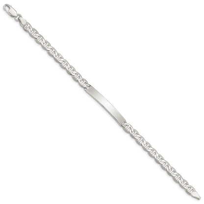 Sterling Silver 8inch Polished Engraveable Anchor Link ID Bracelet