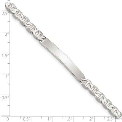 Sterling Silver Polished Engraveable Anchor Link ID Bracelet