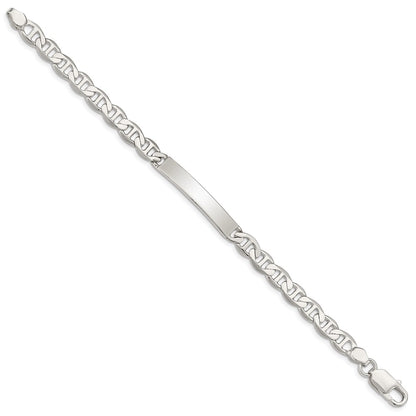 Sterling Silver Polished Engraveable Anchor Link ID Bracelet