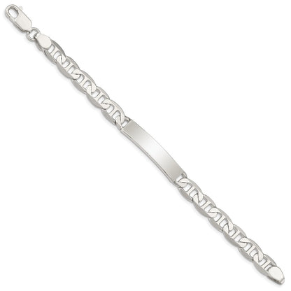 Sterling Silver 8inch Polished Engraveable Anchor Link ID Bracelet