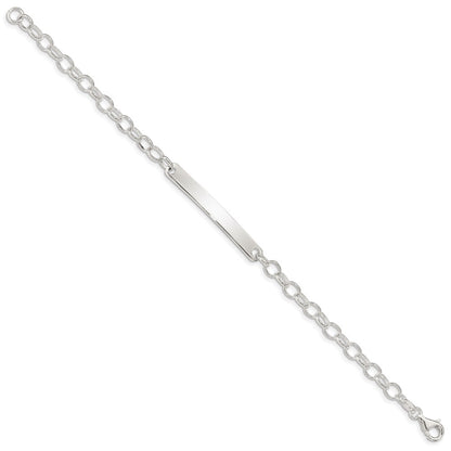 Sterling Silver Small Oval Rolo Link ID Bracelet