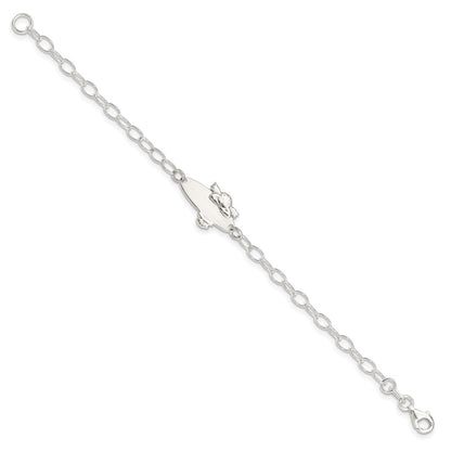 Sterling Silver Polished Angel Baby Engraveable ID Bracelet