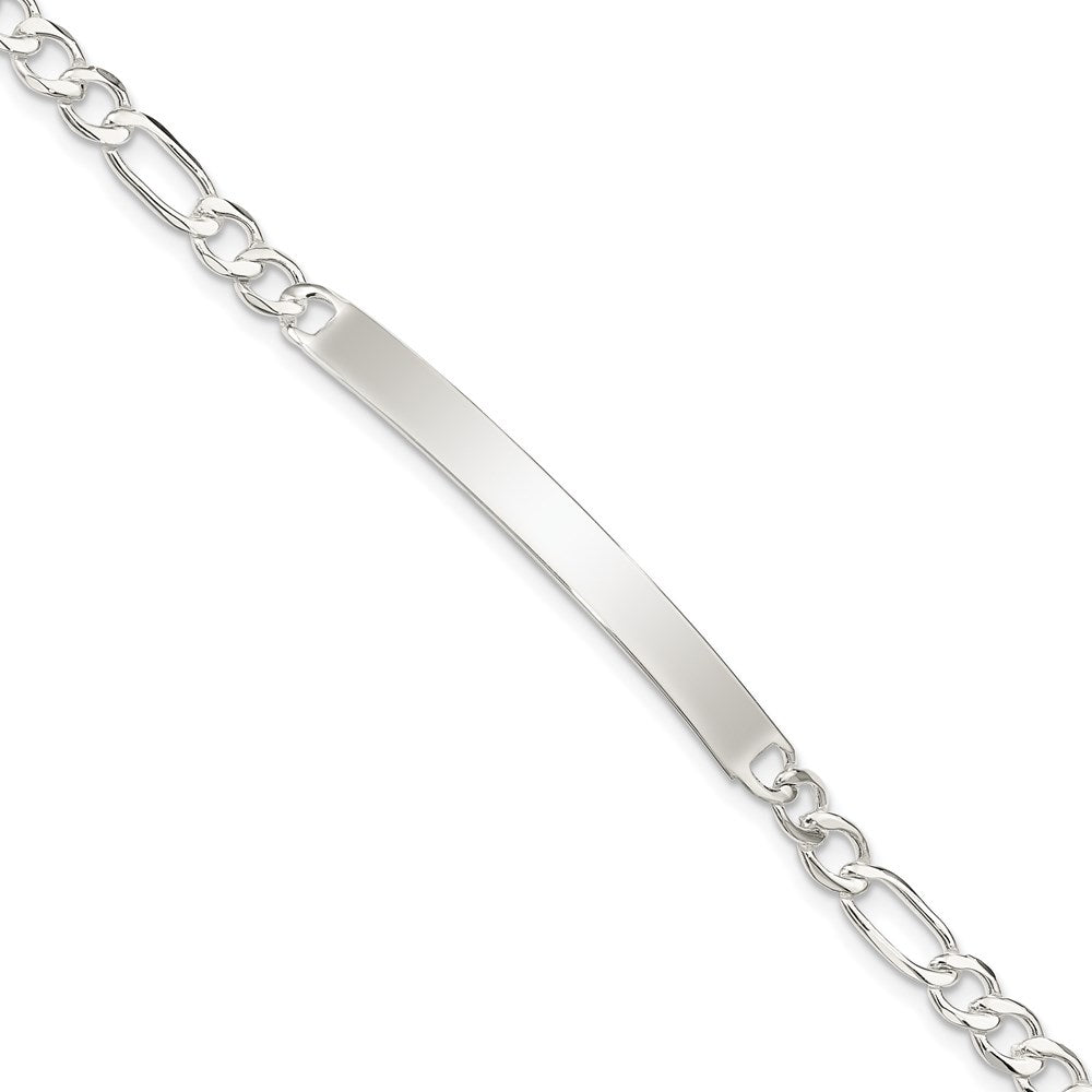 Sterling Silver Figaro Link ID Bracelet
