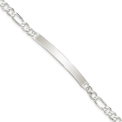 Sterling Silver Figaro Link ID Bracelet