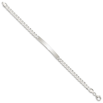 Sterling Silver Curb Link ID Bracelet