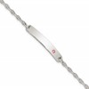 Sterling Silver Polished Childrens ID with Pink CZ Bracelet