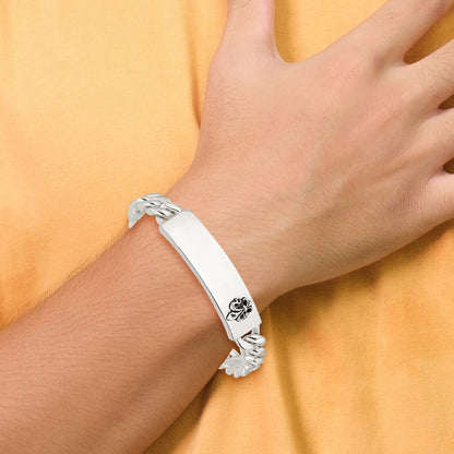 Sterling Silver Antiqued Fleur-de-lis ID Men's Bracelet