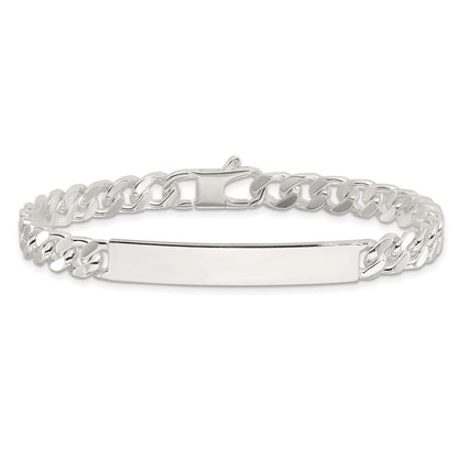 Sterling Silver 8in Curb ID Bracelet