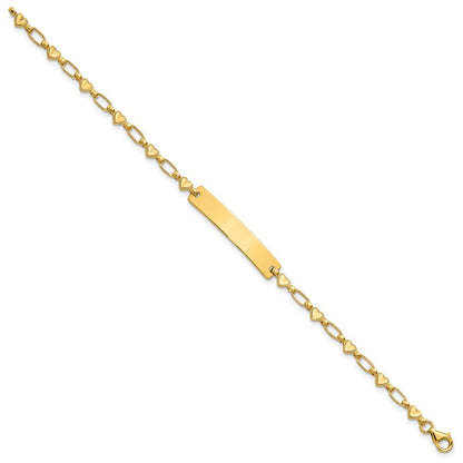 Sterling Silver Gold-tone 6.5 inch Hearts Children's ID Bracelet