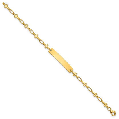 Sterling Silver Gold-tone 6.25 inch Cross Children's ID Bracelet