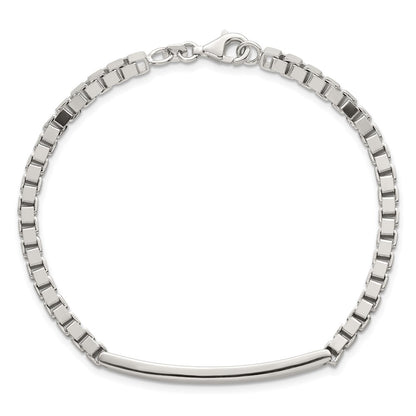 Sterling Silver Polished 3.7mm Box Chain 8 Inch ID Bar Mens Bracelet