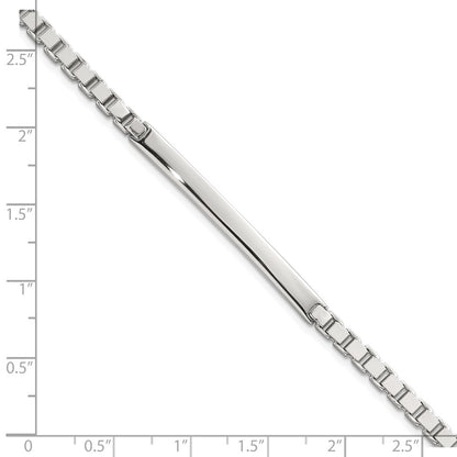 Sterling Silver Polished 3.7mm Box Chain 8 Inch ID Bar Mens Bracelet