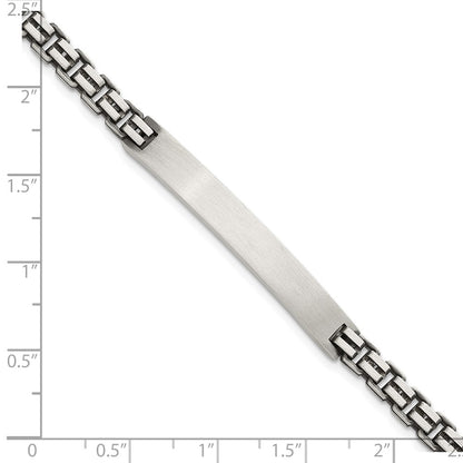 Sterling Silver Antiqued Brushed Fancy Box Link 6.00 x 48mm Rectangle Plate 8 inch ID Bracelet