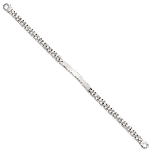 Sterling Silver Polished 4.7mm Fancy Link 8 inch Mens ID Bracelet