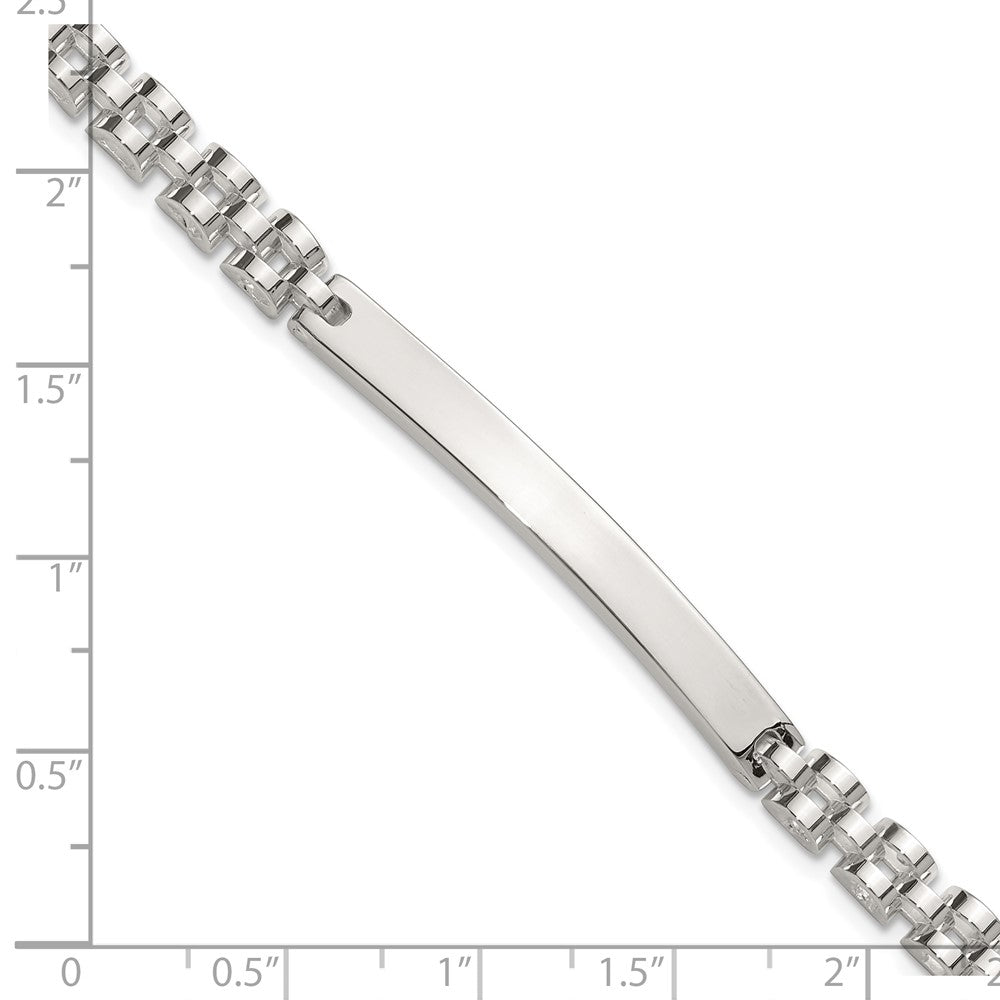 Sterling Silver Polished 4.7mm Fancy Link 8 inch Mens ID Bracelet