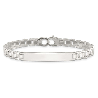Sterling Silver Polished 6.6mm Fancy Link 8 inch Mens ID Bracelet