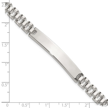 Sterling Silver Polished 6.6mm Fancy Link 8 inch Mens ID Bracelet