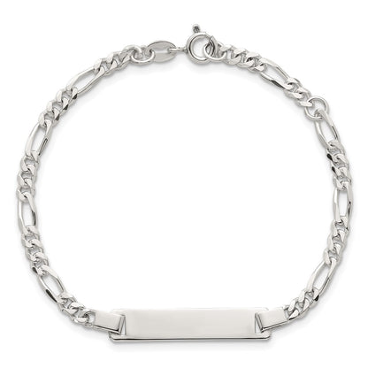 Sterling Silver Polished Figaro Link 6.25 inch with 1 inch Extension Childrens ID Bracelet