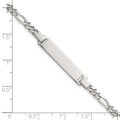 Sterling Silver Polished Figaro Link 6.25 inch with 1 inch Extension Childrens ID Bracelet