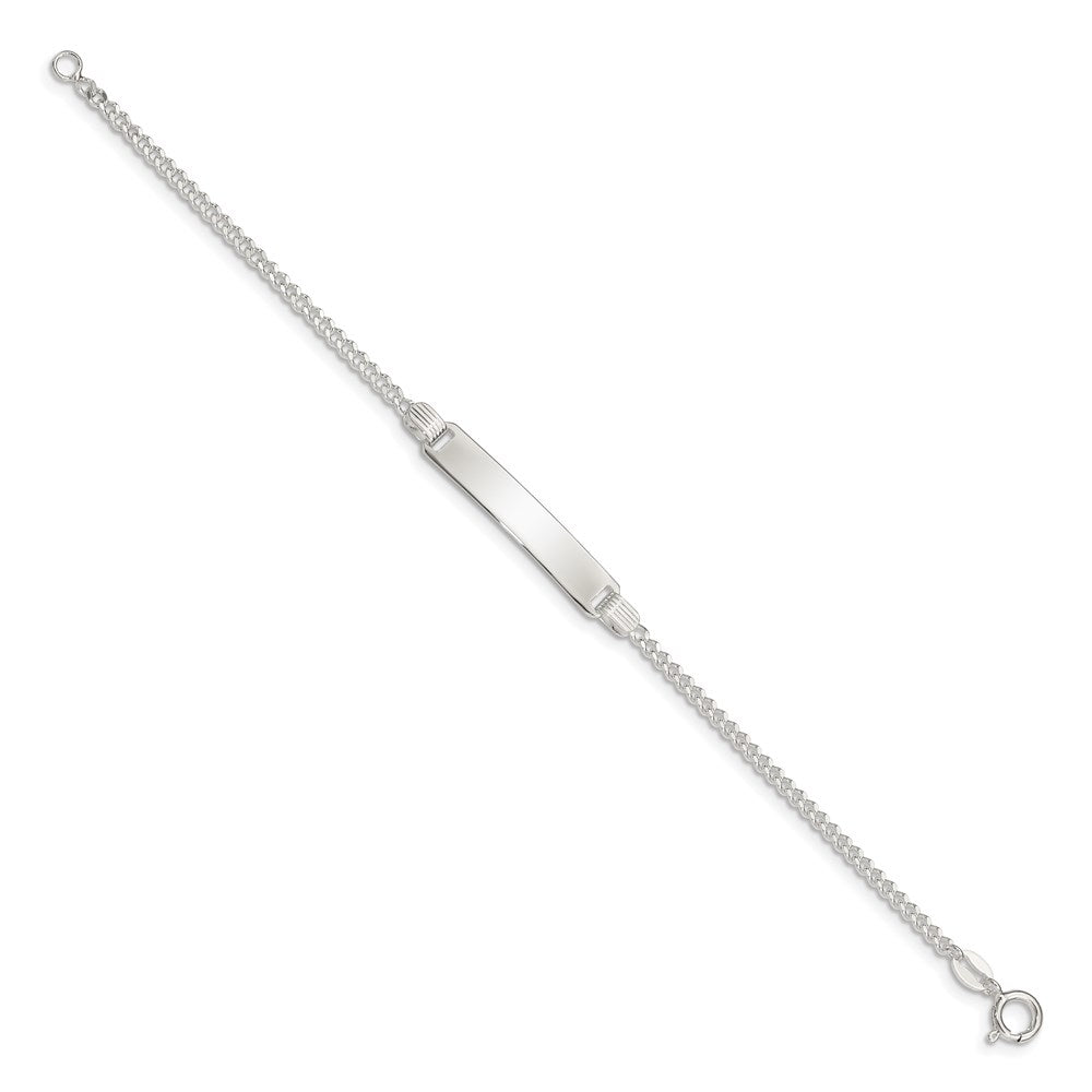 Sterling Silver Engravable Curb Link 27x4mm Plate 6 inch ID Bracelet