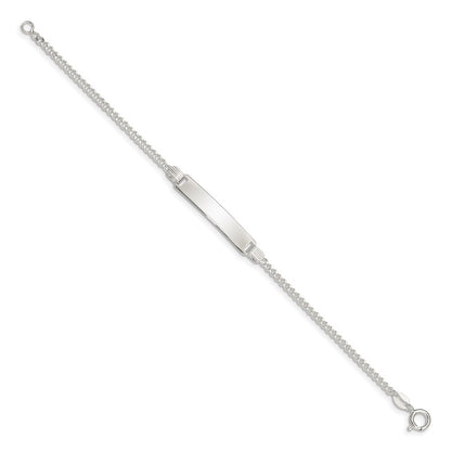 Sterling Silver Engravable Curb Link 27x4mm Plate 6 inch ID Bracelet