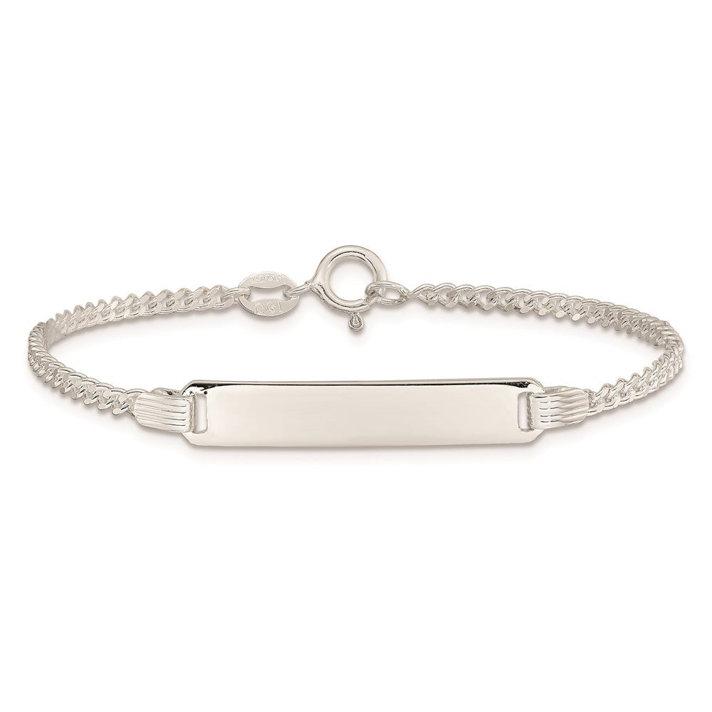 Sterling Silver Engravable Curb Link 27x4mm Plate 6 inch ID Bracelet