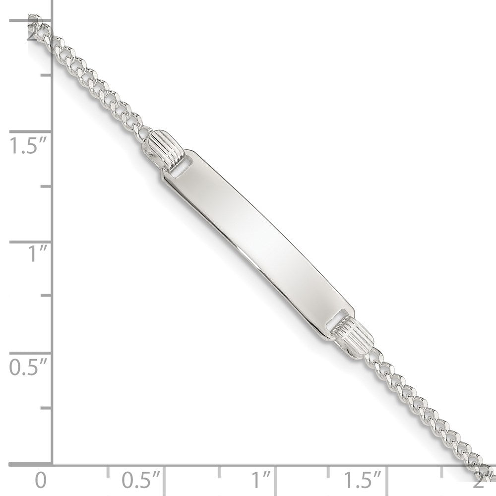 Sterling Silver Engravable Curb Link 27x4mm Plate 6 inch ID Bracelet
