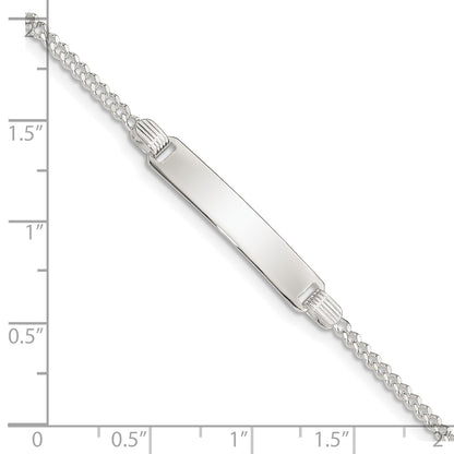 Sterling Silver Engravable Curb Link 27x4mm Plate 6 inch ID Bracelet
