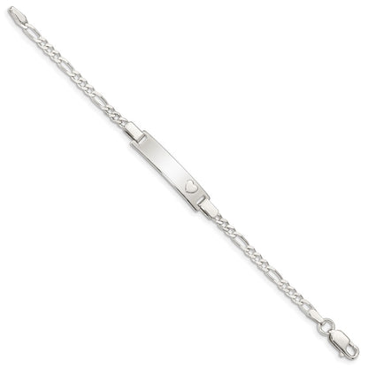 Sterling Silver Baby ID with Heart Bracelet