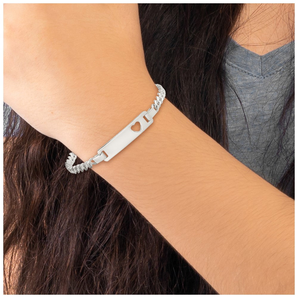 Sterling Silver Baby ID with Cut-out Heart Bracelet