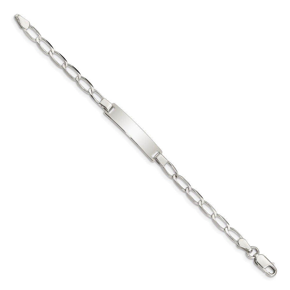 Sterling Silver Polished Engraveable Childrens ID Bracelet