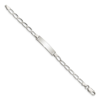 Sterling Silver 6inch Polished Engraveable Childrens ID Bracelet