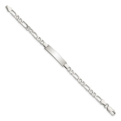 Sterling Silver Engraveable Childrens ID on Figaro Link Bracelet