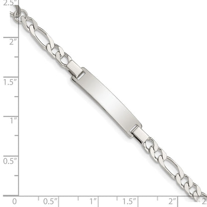 Sterling Silver Engraveable Childrens ID on Figaro Link Bracelet