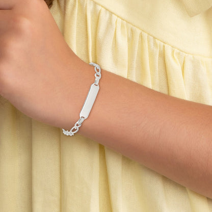 Sterling Silver 6inch Polished Engraveable Childrens ID Bracelet