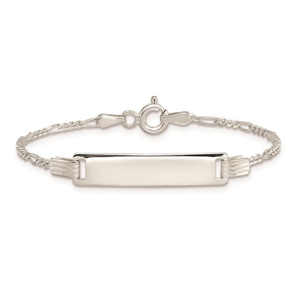 Sterling Silver Engraveable Childrens ID on Figaro Link Bracelet